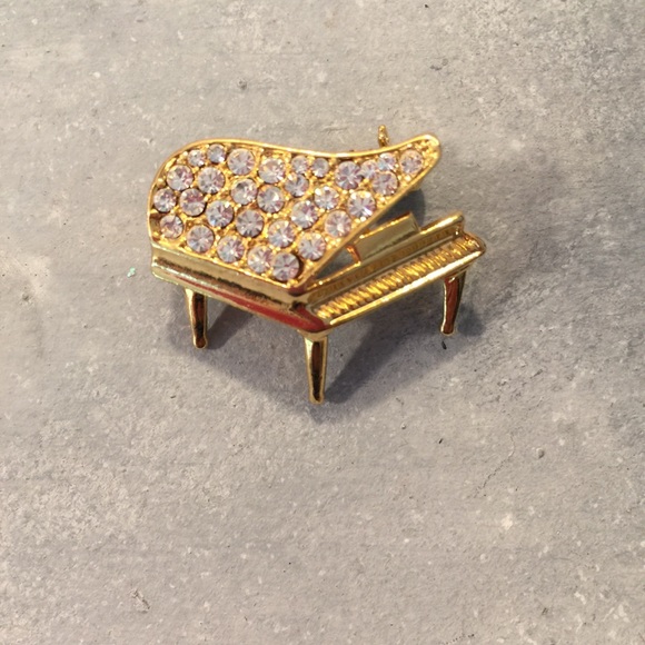 Vintage Gold Tone Clear Rhinestone Piano Brooch Pin - Etsy Vintage Tiny Gold & Rhinestone Piano Pin